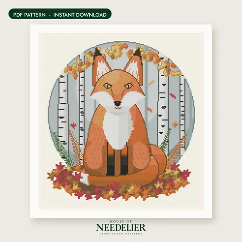 Autumn Fox cross stitch pattern