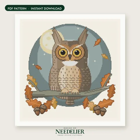 Autumn Owl cross stitch pattern