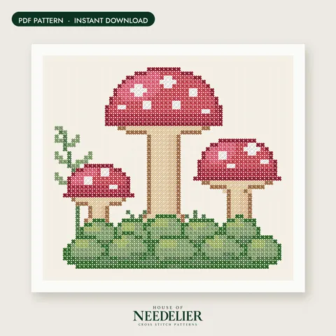 Toadstool Trio cross stitch pattern