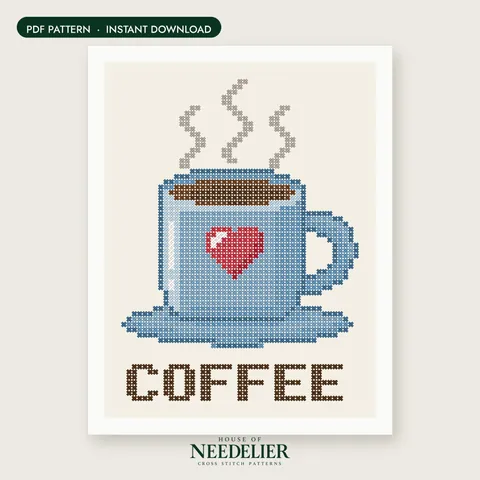 Coffee Time Mug cross stitch pattern
