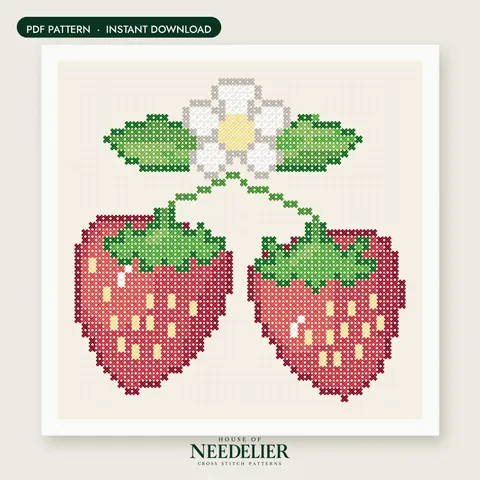 Sweet Strawberries cross stitch pattern