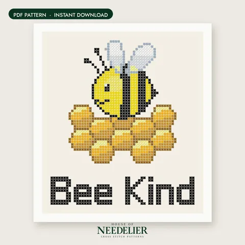 Bee Kind cross stitch pattern
