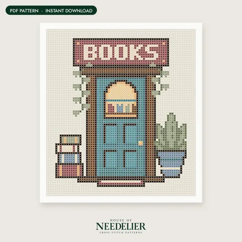 The Bookshop Door cross stitch pattern