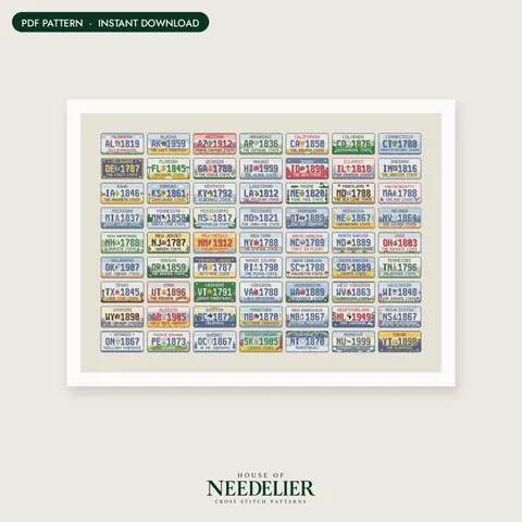 License Plates of the USA & Canada cross stitch pattern