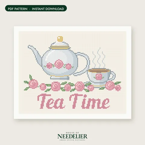 Tea Time cross stitch pattern