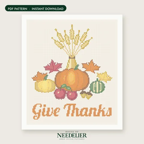 Give Thanks Harvest cross stitch pattern