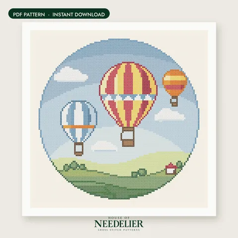 Hot Air Balloons cross stitch pattern