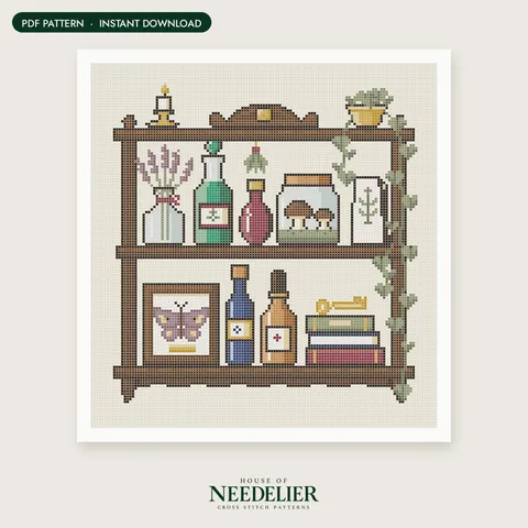 Botanical Specimen Shelf cross stitch pattern