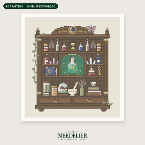 The Witch's Cabinet cross stitch pattern