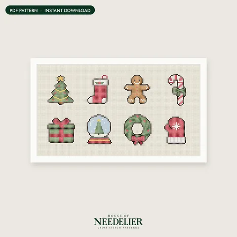 Tiny Christmas Icons cross stitch pattern