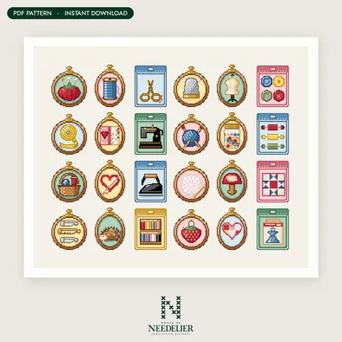 Vintage Sewing Box cross stitch pattern